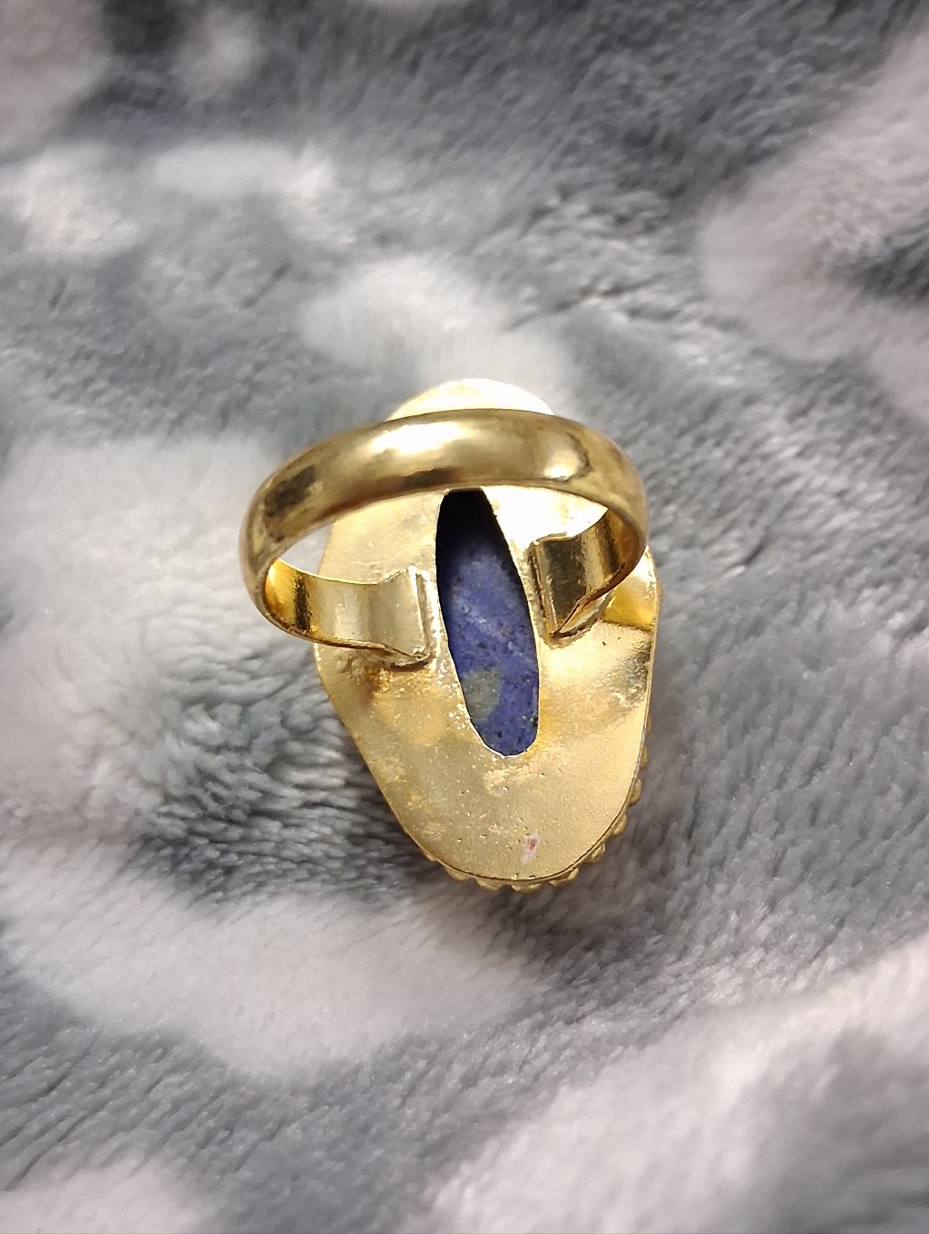 Gold Plated Lapis Lazuli Statement Ring - Blue — image 5 of 8